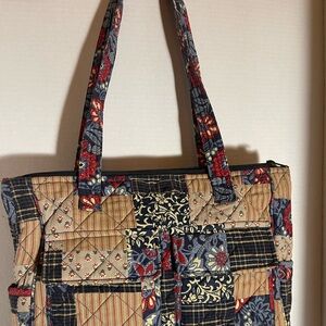 BELLA TAYLOR Country Quilted Patchwork Tote Bag - Navy, Red & Cream